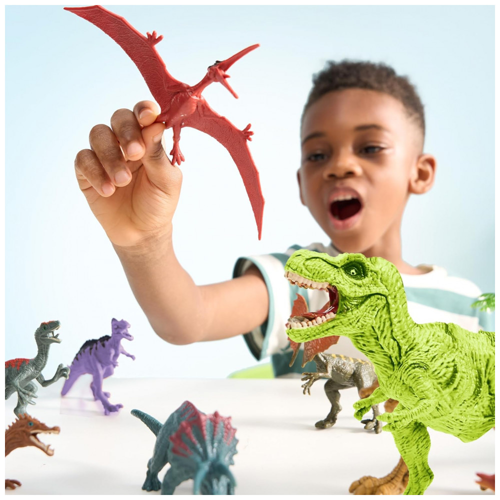 ECTQ4R4TLG5D0B_2-1.jpg - Brinquedos de Dinossauro JOYIN com Tapete de Atividades e Gaiola de Armazenamento, 19 Figuras de Dinossauros Realistas e Árvores para Crianças