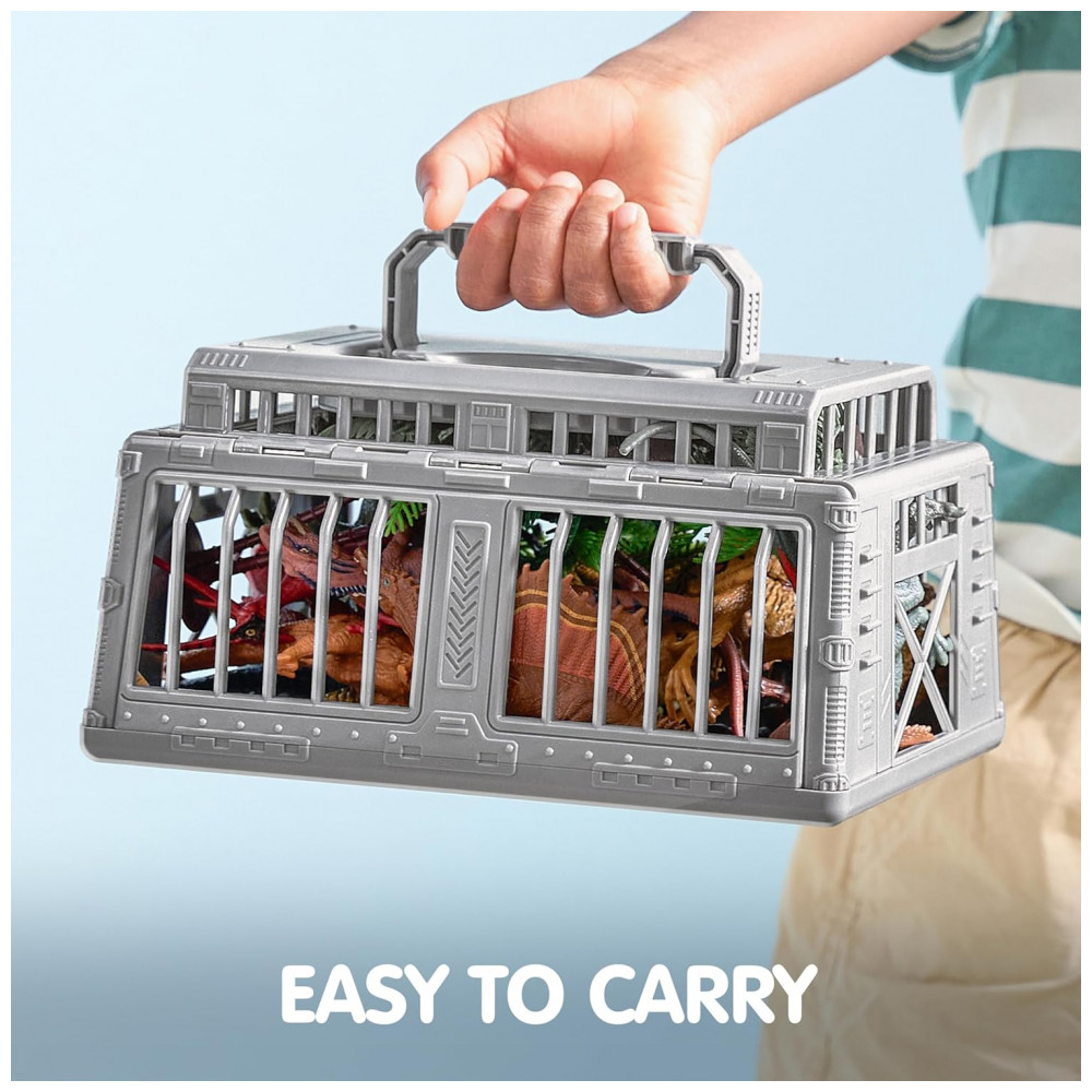 ECTQ4R4TLG5D0B_7-1.jpg - Brinquedos de Dinossauro JOYIN com Tapete de Atividades e Gaiola de Armazenamento, 19 Figuras de Dinossauros Realistas e Árvores para Crianças