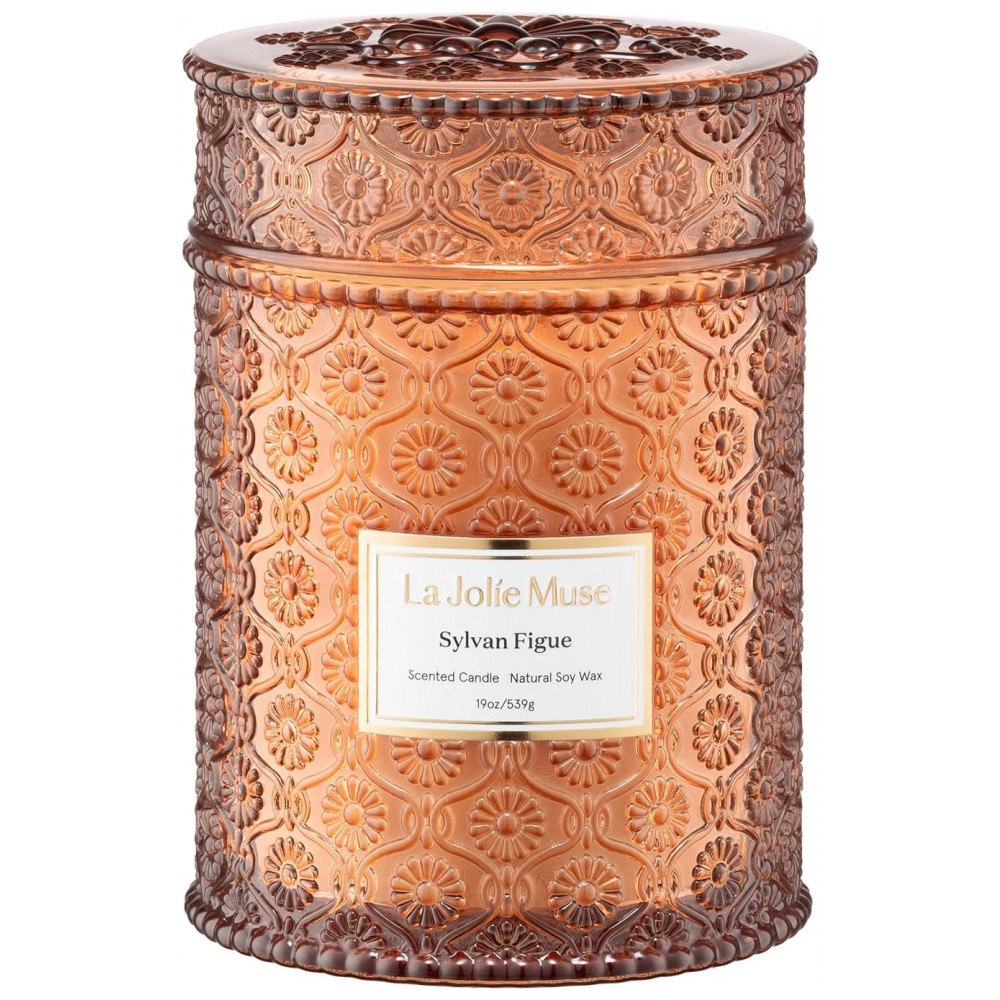 Vela LA JOLIE MUSE Sylvan Figue 19 oz com Pavio de Madeira - Cera de Soja Natural - 90 Horas de Queima Limpa - Presente de Luxo para Anfitriões