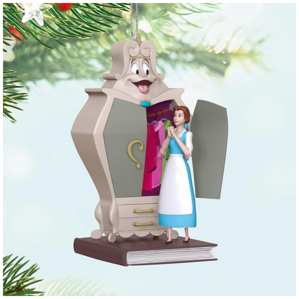 ECTQ4YCL93RD0B_2-1.jpg - Ornamento Hallmark Keepsake Natal 2025 Disney Beauty and The Beast Belle com o Guarda-Roupa, Decoração Fina para Fãs Disney