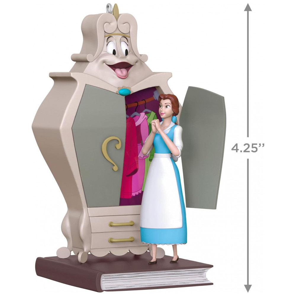 ECTQ4YCL93RD0B_3-1.jpg - Ornamento Hallmark Keepsake Natal 2025 Disney Beauty and The Beast Belle com o Guarda-Roupa, Decoração Fina para Fãs Disney