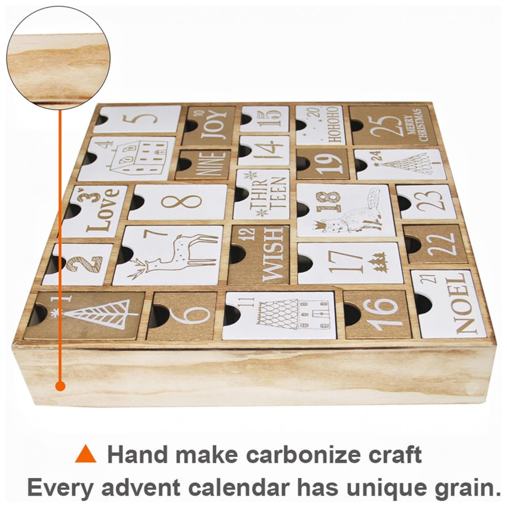 ECTQ4YMF9MV70B_2-1.jpg - Calendário do Advento Juegoal com 25 Gavetas Contagem Regressiva para o Natal, Presente de Madeira Recarregável de Natal para Crianças, 30 Centímetros