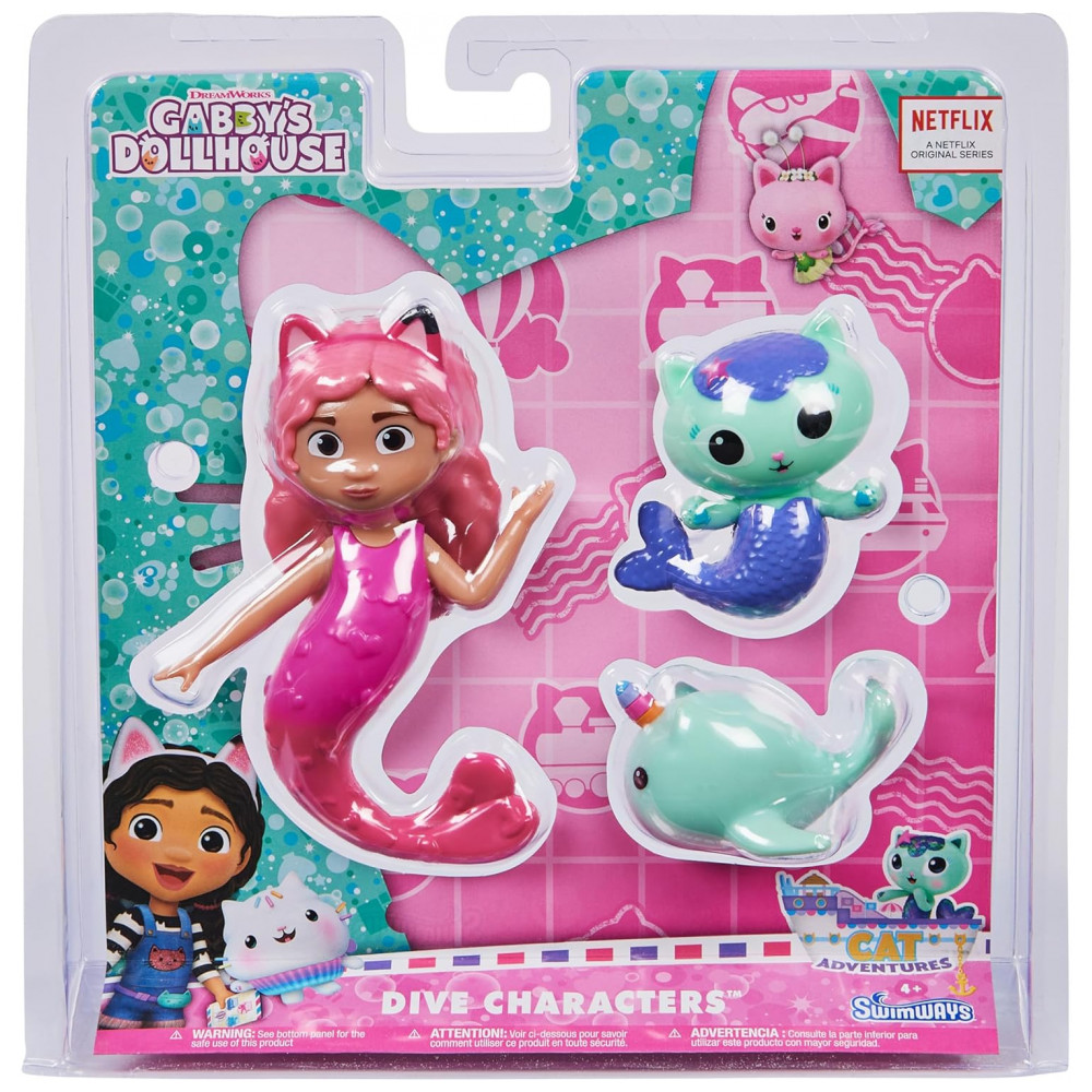 ECTQ4YZP7WCC0B_0-2.jpg - Kit de Mergulho para Piscina SwimWays Gabbys Dollhouse Dive Characters 3Pack - Brinquedos de Água e Acessórios para Festas na Piscina