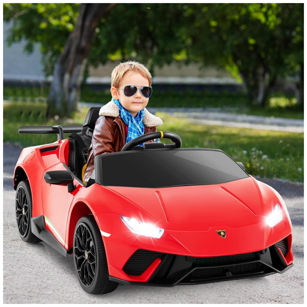 ECTQ54F3SCJD0B_1-1.jpg - Carro Elétrico Infantil Licenciado Lamborghini Huracan OLAKIDS Vermelho 12V com Controle Remoto 2 Velocidades Suspensão Bluetooth e USB
