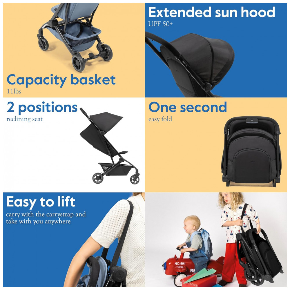 ECTQ575D8DSF0B_3-1.jpg - Carrinho de Bebê Joolz Dot Preto Space Black - Ultraleve 55 kg Dobrável com Uma Mão Capota UPF 50+ Assento Reclinável Capacidade 227 kg