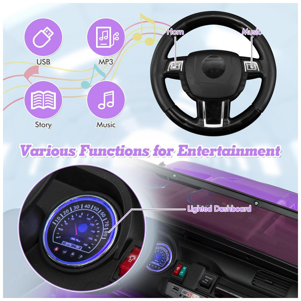 ECTQ58RXKZMD0B_3-1.jpg - Carrinho Elétrico Infantil INFANS 2 Lugares 4x4, 4 Motores 550W, Jeep SUV, MP3 USB Controle Remoto, 24V, Roxo