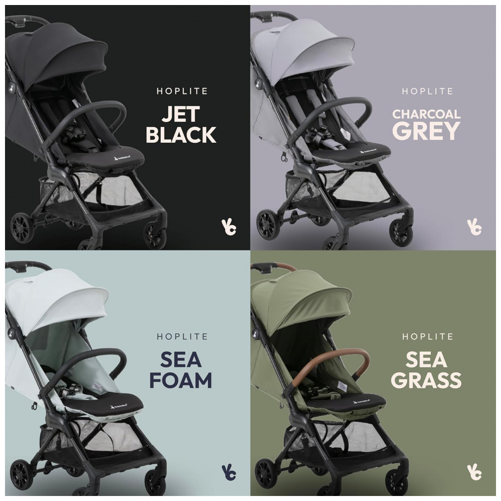 ECTQ59QTRP5F0B_4-1.jpg - Carrinho Compacto BabbleRoo Hoplite Verde Seagrass - Leve 56 kg Estrutura Aço Liga Dobrável Rápido Reclinação 175° Capota Impermeável UPF 50+