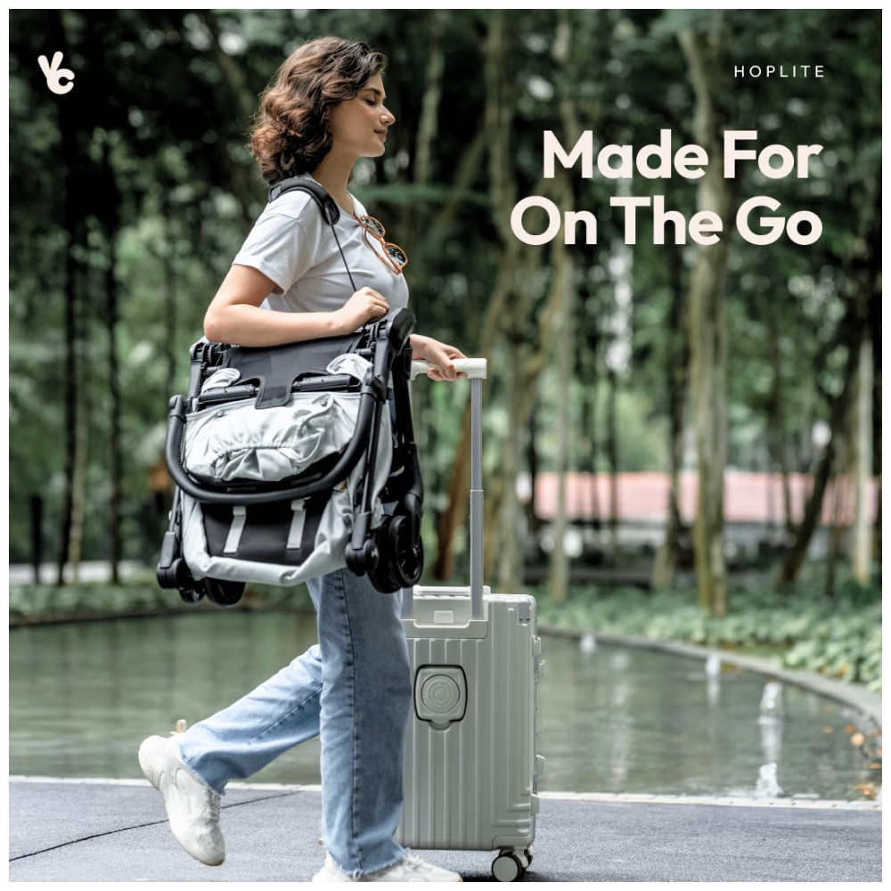 ECTQ59QTRP5F0B_5-1.jpg - Carrinho Compacto BabbleRoo Hoplite Verde Seagrass - Leve 56 kg Estrutura Aço Liga Dobrável Rápido Reclinação 175° Capota Impermeável UPF 50+