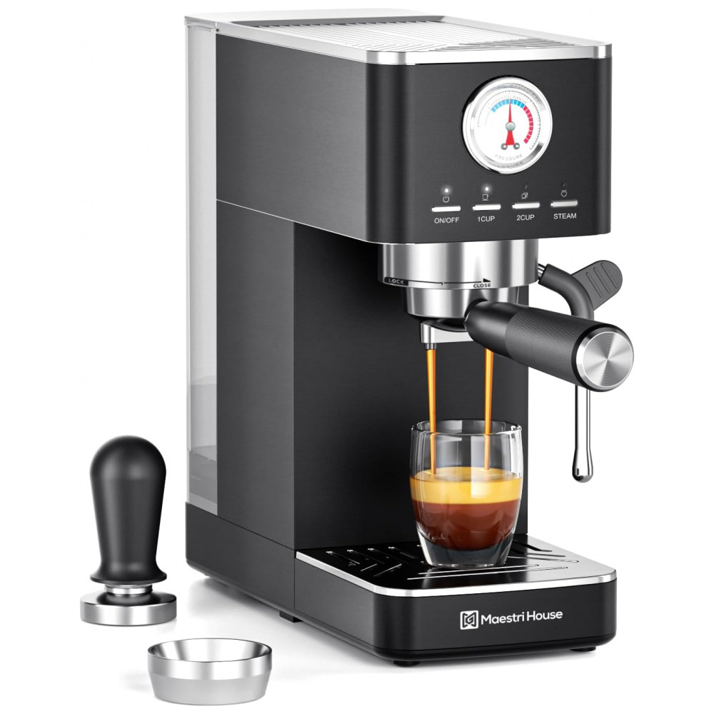 ECTQ59R9C8WD0B_0-1.jpg - Máquina de Espresso 20 Bar, Bomba ULKA, Flowmeter, Vaporizador, Maestri House, Inox/Preto, 110V