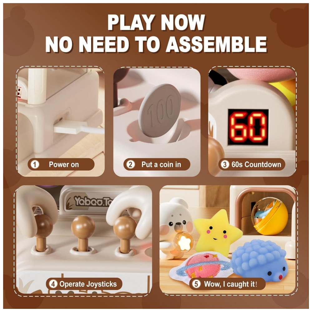 ECTQ5BNPH5BD0B_3-1.jpg - ORANGE OCEAN Máquina de Garra Grande 57 PCS para Crianças com Som e Luz Estilo Ursos Brinquedo Arcade para Meninos e Meninas 3-8 Anos