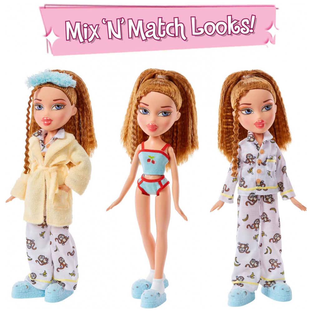 ECTQ5F6GR3QB0B_2-1.jpg - Boneca Fashion Bratz Slumber Party Meygan com 2 Conjuntos de Pijamas, Pelúcia e Acessórios Tamanho Único