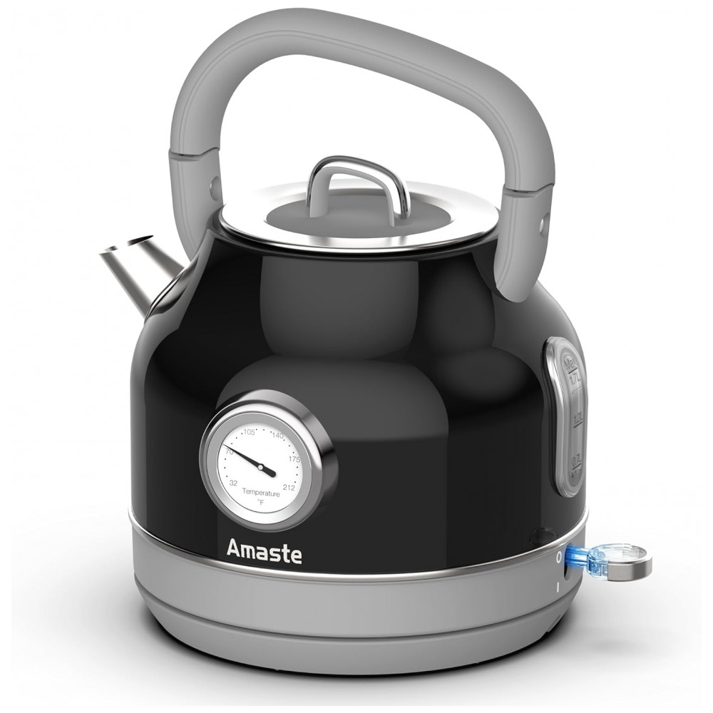 ECTQ5JPJ514D0B_0-1.jpg - Chaleira Elétrica Amaste 17L Inox Preta Termômetro Retrô 1500W Proteção Antisseco Tampa Removível BT-K15FT 110V