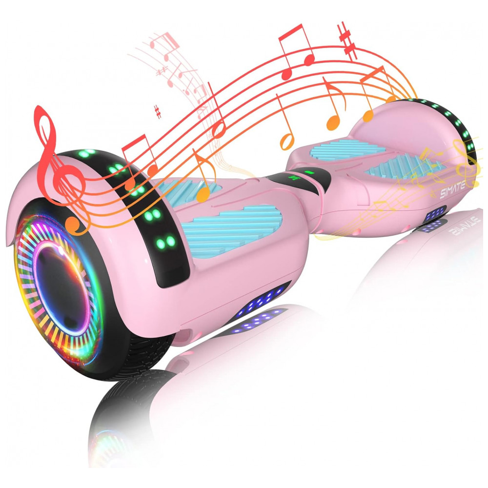ECTQ5LT7YN6B0B_0-1.jpg - Hoverboard SIMATE com Bluetooth, Luzes de LED e Controle via APP - Presente para Crianças e Adultos, para Todas as Idades - Rosa e Azul
