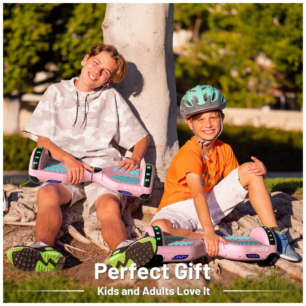 ECTQ5LT7YN6B0B_5-1.jpg - Hoverboard SIMATE com Bluetooth, Luzes de LED e Controle via APP - Presente para Crianças e Adultos, para Todas as Idades - Rosa e Azul