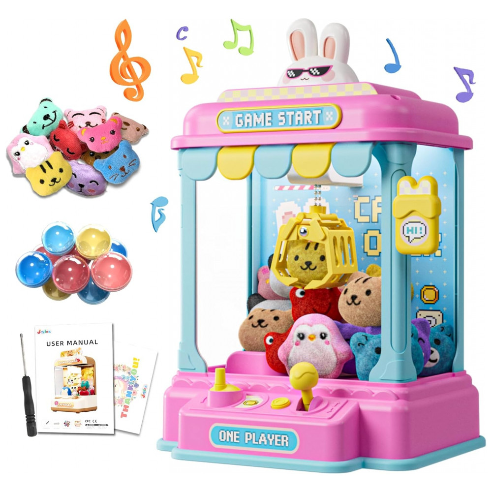 ECTQ5M3BHP6F0B_0-1.jpg - Máquina de Garra Rosa e Azul JoyfoxToy – Mini Arcade Infantil com 10 Pelúcias, 10 Cápsulas, Som e Brinquedos