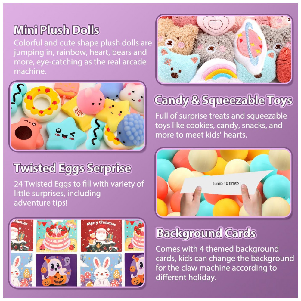 ECTQ5NBWW6BD0B_5-1.jpg - ORANGE OCEAN Máquina de Garra Grande 60 PCS Estilo Unicórnio com Luz e Som Brinquedo Arcade Interativo para Crianças 3-8 Anos