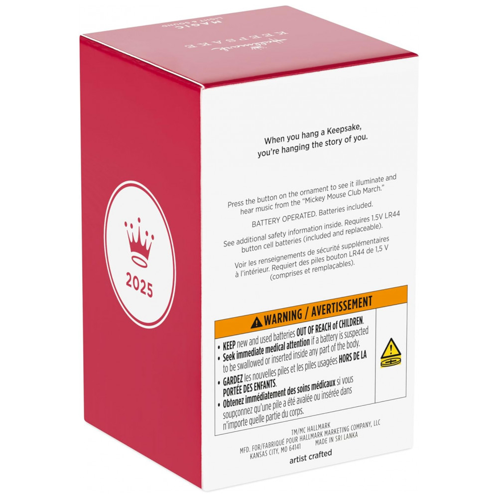 ECTQ5PDS73RD0B_7-1.jpg - Enfeite Natalino Hallmark Keepsake 2025 Disney The Mickey Mouse Club 70 Anos de Música e Diversão, Plástico, 6,4 x 10,8 x 6,4 cm