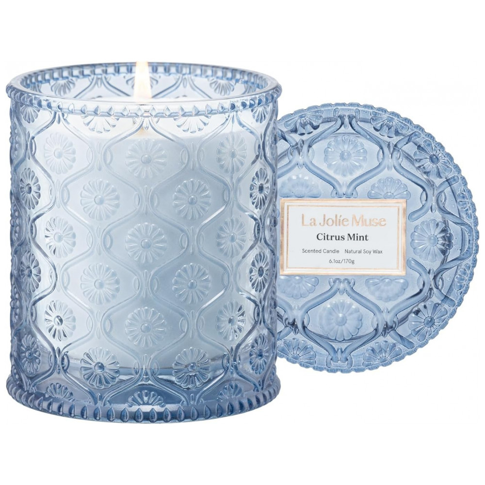 Vela LA JOLIE MUSE Citrus Mint Yuzu, Menta Tonka 170g Cera de Soja Natural 40 Horas de Queima Limpa - Presente Ideal Elegante Decoração para Casa