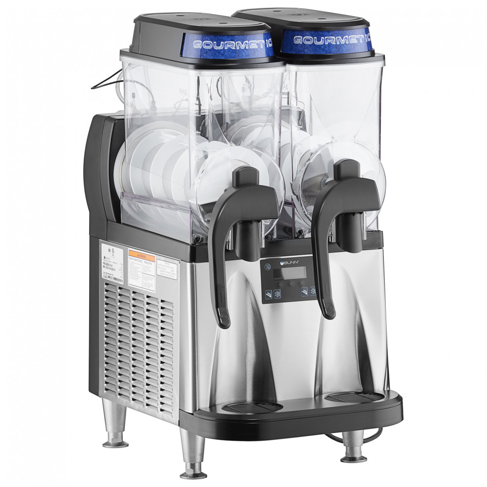 Máquina de Frozen Bunn 58000.0016 Ultra NX Preto e Aço Inoxidável Duplo 3 Galões com Enchimento Automático de Líquido e Válvula de Fluxo Constante 120