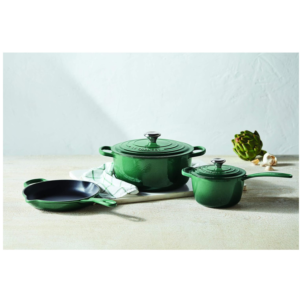 ECTQ623XH7X80B_1-1.jpg - Conjunto de Panelas e Frigideiras Antiaderentes de Ferro Fundido Esmaltado 5 Peças LE CREUSET MS1605 795SS Verde Claro