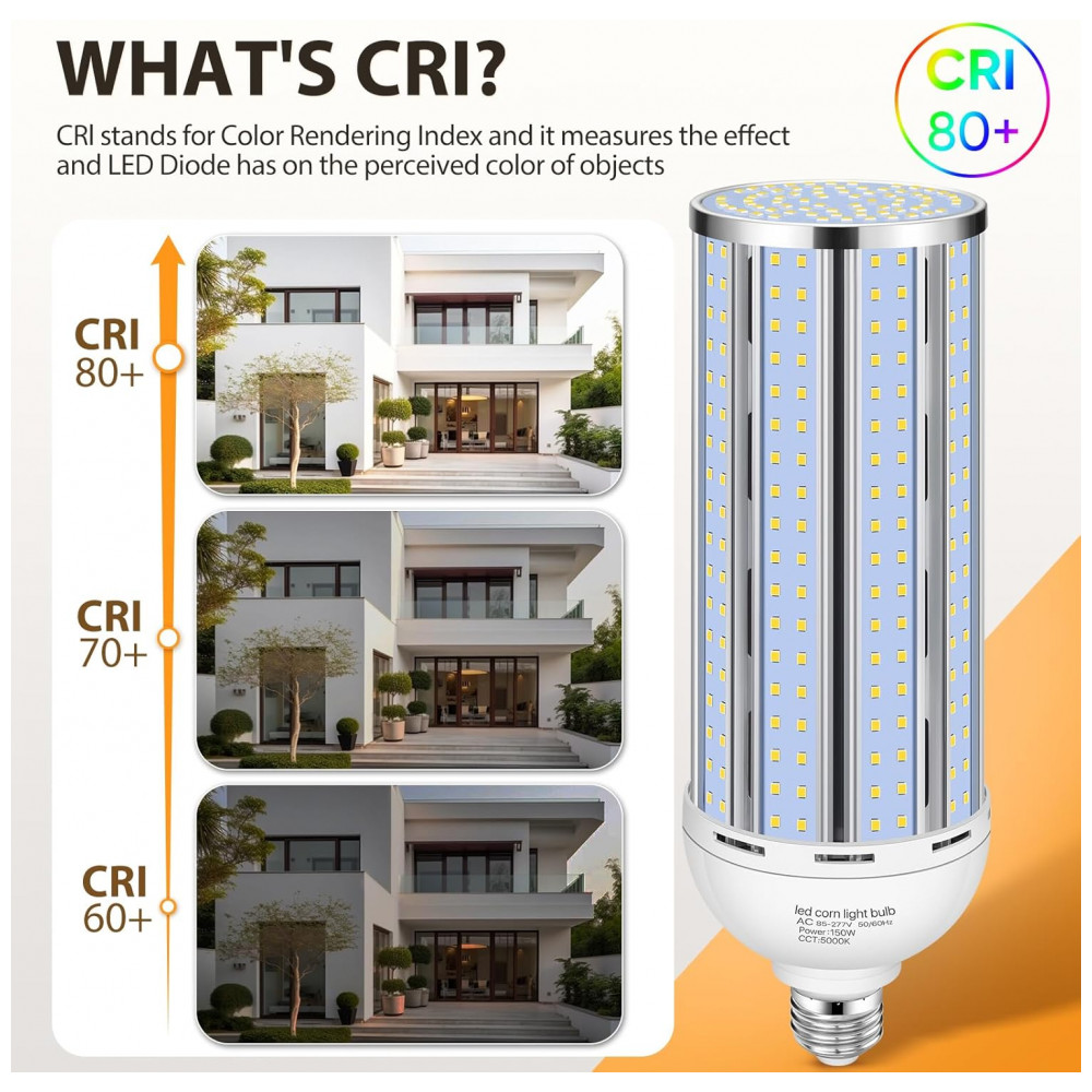 ECTQ65KLS5MD0B_3-1.jpg - Conjunto de 4 Lâmpadas de LED de Milho 150W Design sem Ventoinha 5000K Luz do Dia Equivalente a 1500 Watts Base Mogul Grande E26E39 XYCN