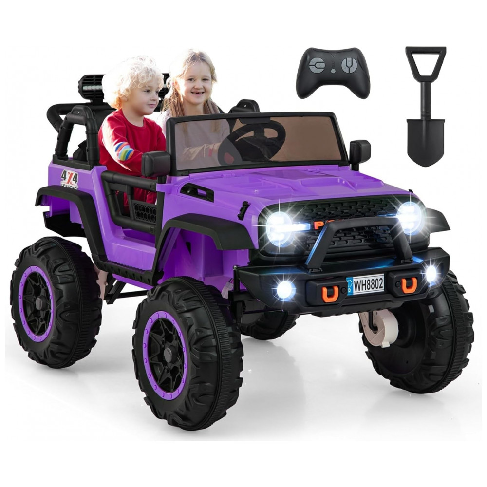 ECTQ673X37KD0B_0-1.jpg - Carro Elétrico Infantil 2 Lugares OLAKIDS Violeta 24V 2WD/4WD Jeep 4x550W Controle Remoto LED Suspensão Música 20" Assento Duplo