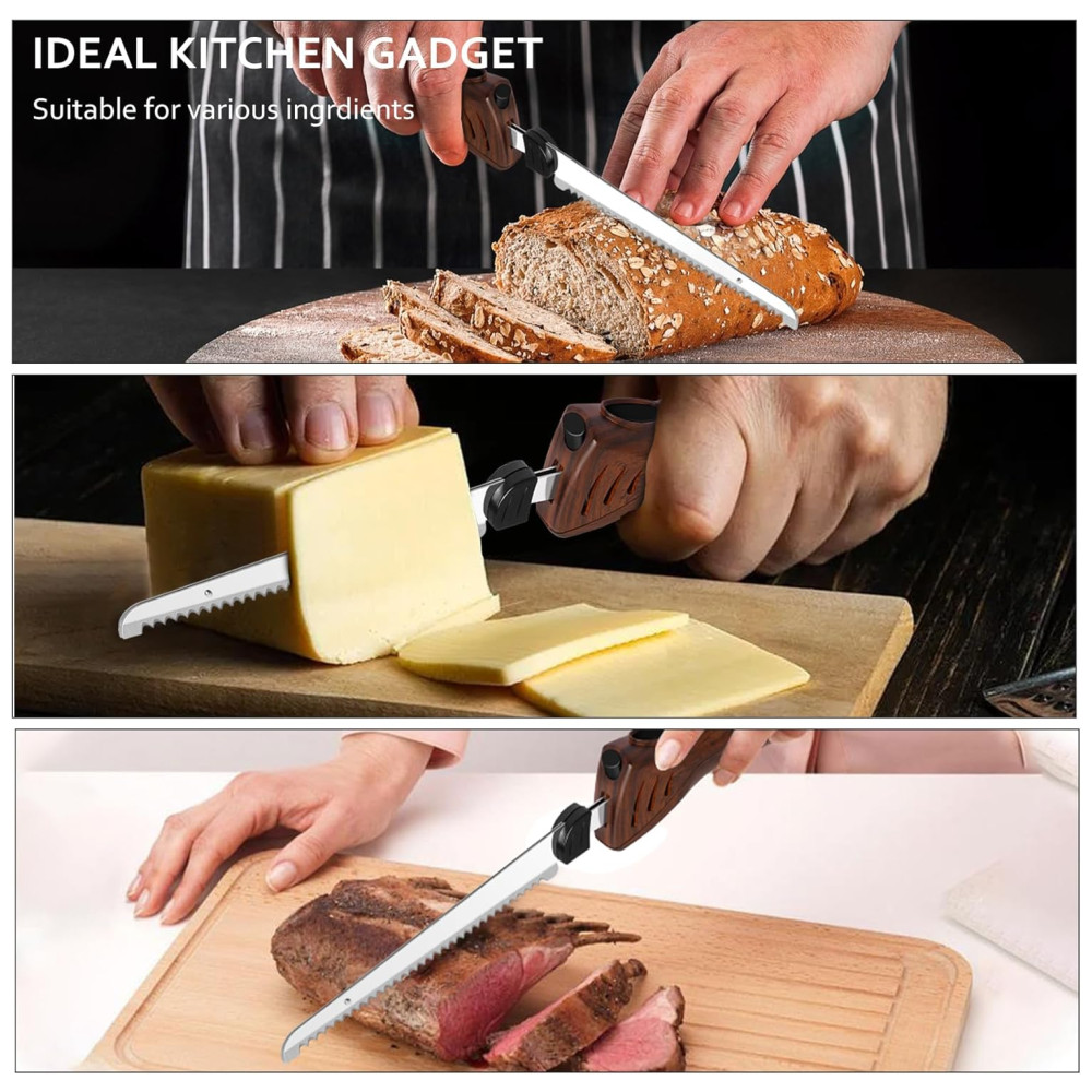 Corte com precisão e agilidade com a Faca Elétrica MOVNO, ideal para carnes, aves e pães. 2 Lâminas de Aço Inox e Empunhadura ergonômica. - Imagem 5