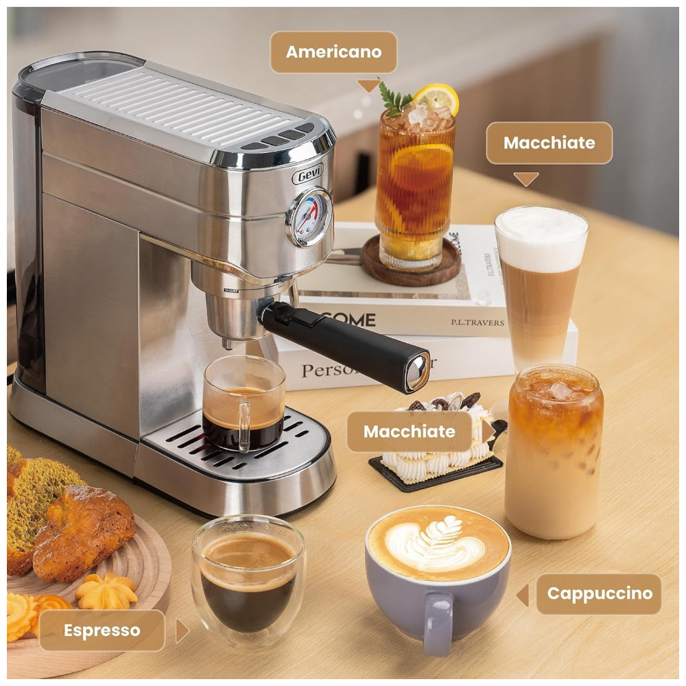 ECTQ6BNVVBWF0B_4-1.jpg - Máquina de Espresso Comercial 20 Bar, Vaporizador Profissional, Controle NTC, Manômetro, Gevi, Inox, Inox, 110V