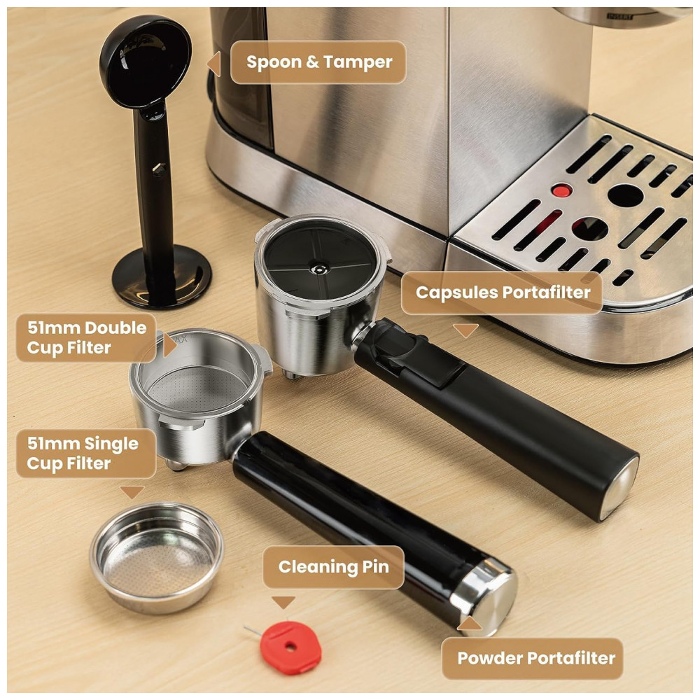 ECTQ6BNVVBWF0B_8-1.jpg - Máquina de Espresso Comercial 20 Bar, Vaporizador Profissional, Controle NTC, Manômetro, Gevi, Inox, Inox, 110V