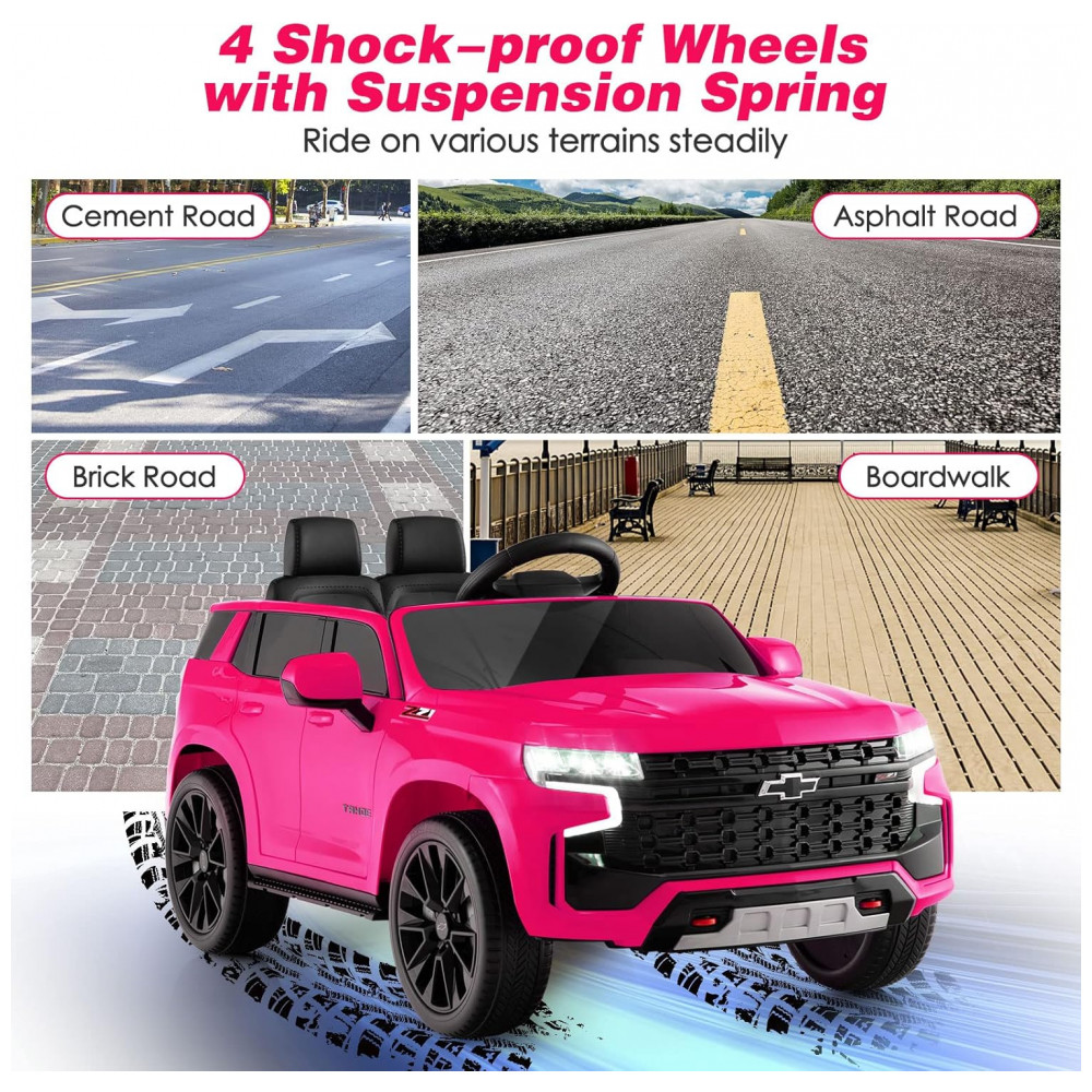 ECTQ6FV4PDNB0B_3-1.jpg - Carro Infantil Elétrico 12V Chevrolet Tahoe, Controle Remoto, Suspensão, Música, Luzes, Costzon, Rosa