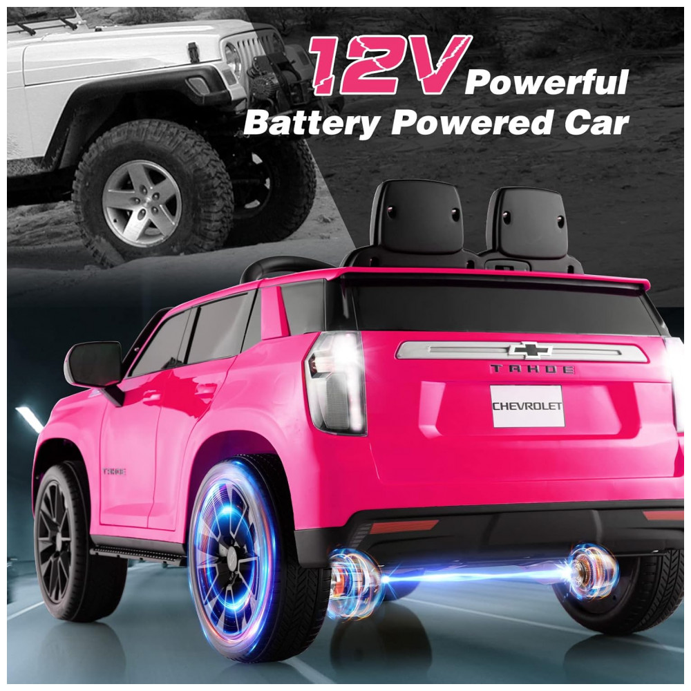 ECTQ6FV4PDNB0B_4-1.jpg - Carro Infantil Elétrico 12V Chevrolet Tahoe, Controle Remoto, Suspensão, Música, Luzes, Costzon, Rosa