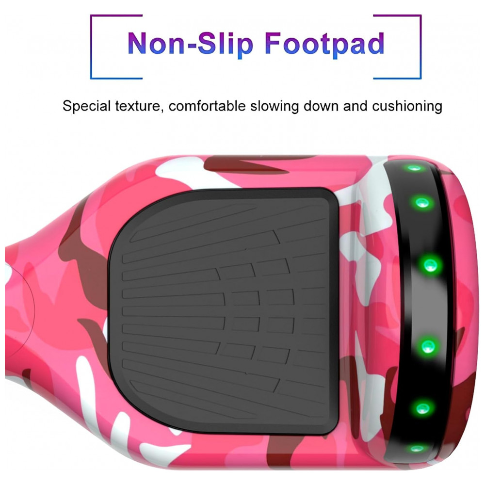 ECTQ6GFQ43TF0B_3-1.jpg - Hoverboard SISIGAD H10 Rosa Camuflado para Crianças de 6 a 12 Anos com Bluetooth LED e Rodas Coloridas de 65 Polegadas