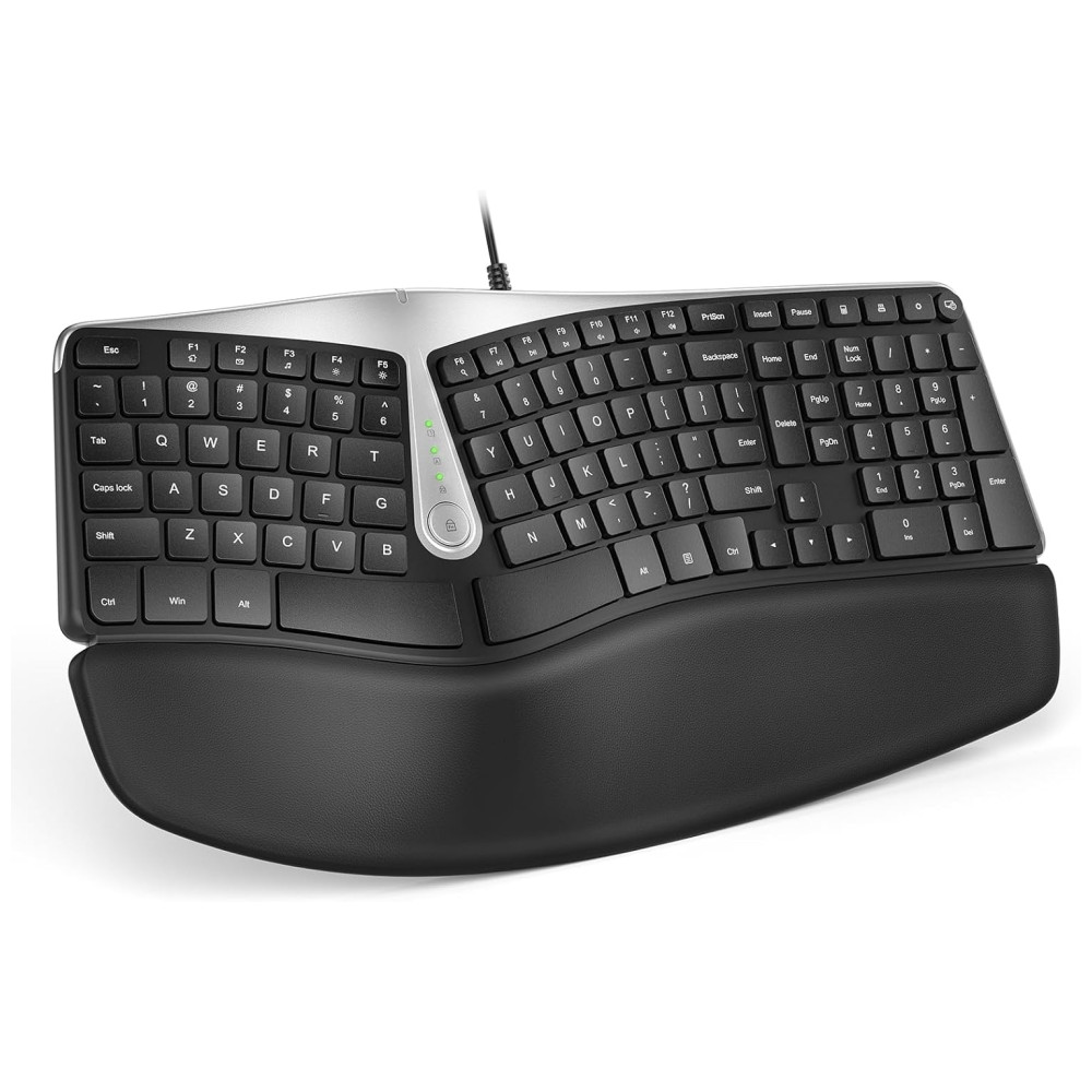 ECTQ6JSYFHQ90B_0-1.jpg - Teclado Ergonômico Dividido com Fio Recarregável Reduz a Tensão das Mãos com Descanso de Pulso NULEA Preto