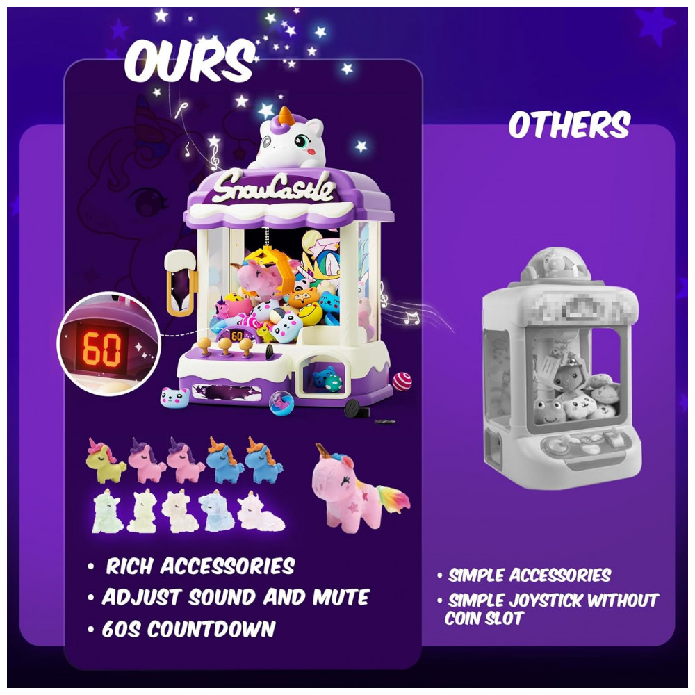 ECTQ6KD1PK6D0B_3-1.jpg - Máquina de Garra Skirfy Unicorns 12’’ para Crianças com Luzes Som e Dispensador de Brinquedos e Doces