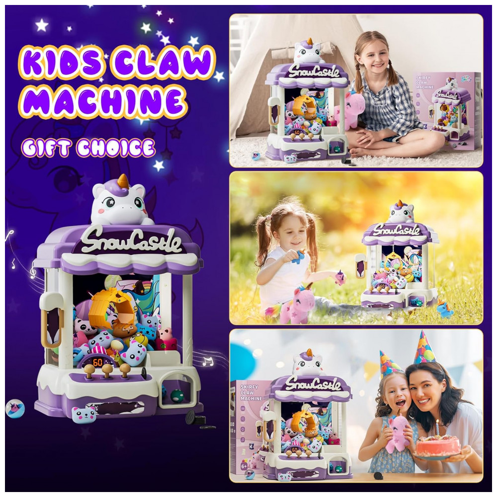 ECTQ6KD1PK6D0B_4-1.jpg - Máquina de Garra Skirfy Unicorns 12’’ para Crianças com Luzes Som e Dispensador de Brinquedos e Doces