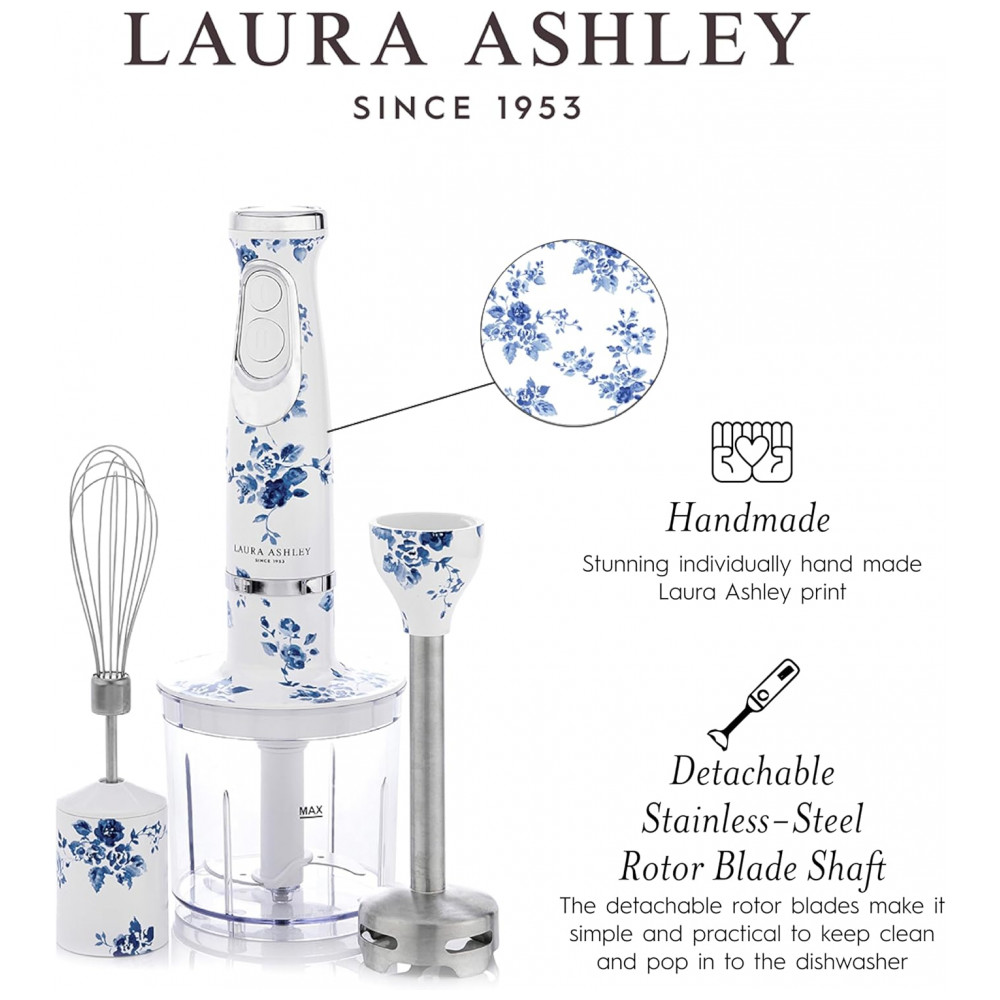 ECTQ6QXMHDJD0B_4-1.jpg - Mixer de Imersão 4 em 1 Laura Ashley 150W China Rose 2 Velocidades Lâminas Inox Batedor Copo Medidor 300ml VQ-SBHB219-LACR-US 110V