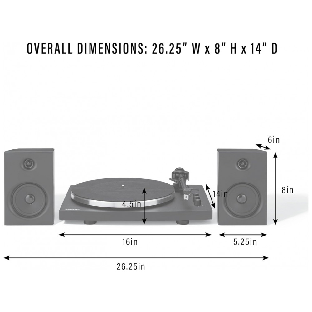 ECTQ6TYFFGX90B_6.jpg - Vitrola Toca Discos Bluetooth com 2 Velocidades e Sistema de Som, 110v, CROSLEY T150C BK, Preto