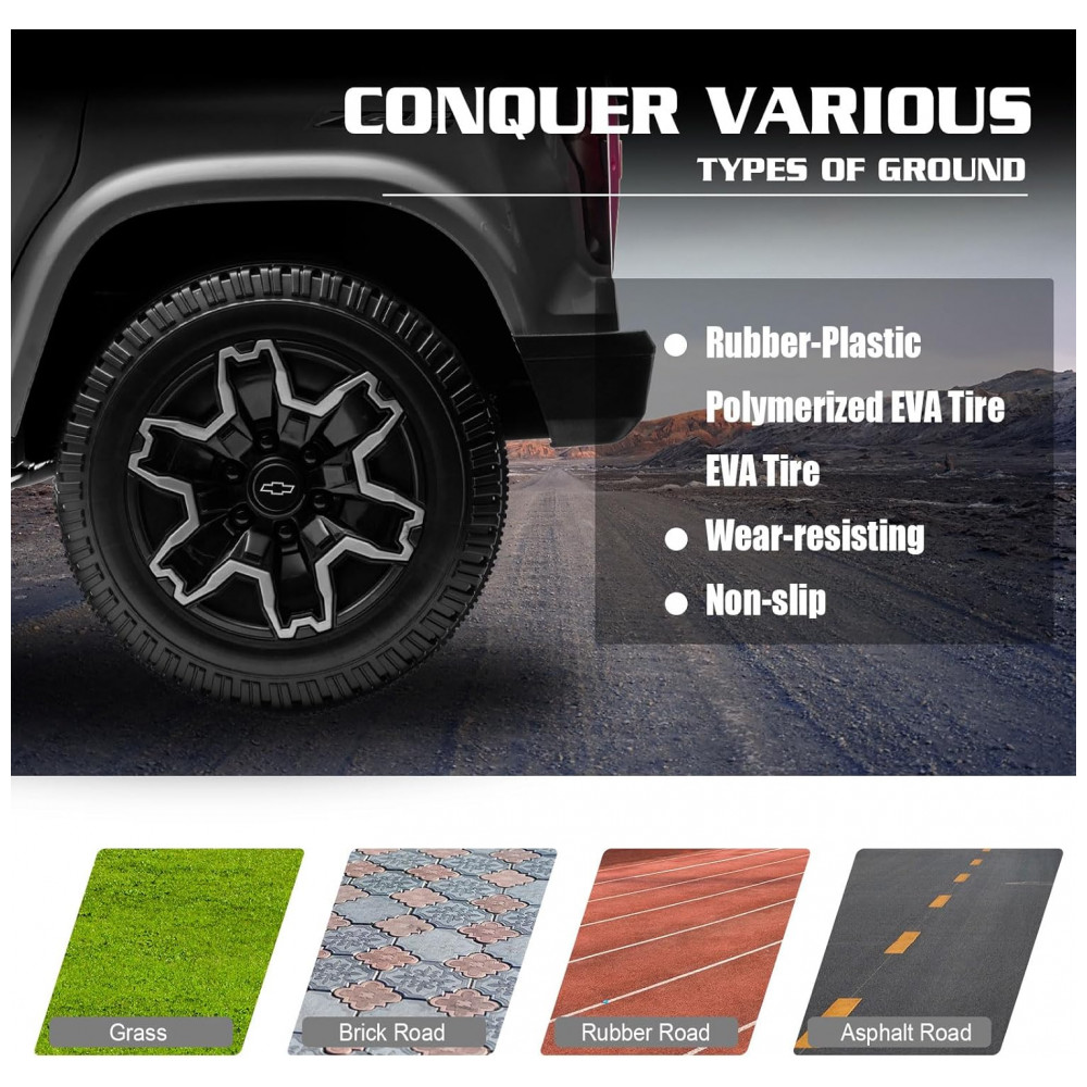 ECTQ6VHHC96C0B_7-1.jpg - Carro Elétrico Infantil Chevrolet Colorado Licenciado 24V 2 Lugares 4WD Controle Remoto Música Alarme Megafone Cinza