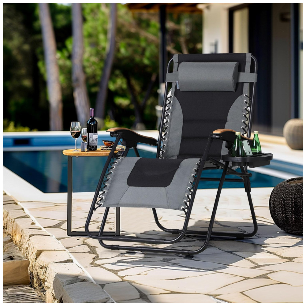 ECTQ6YNJJFD80B_1.jpg - Cadeira Reclinável Ajustável Gravidade Zero com Apoio de Cabeça e Porta Copos MFSTUDIO Cinza