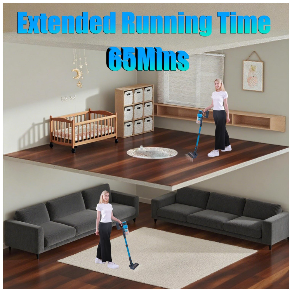 ECTQ6Z8KNLJF0B_2-1.jpg - Aspirador de Pó Sem Fio PRAVOLE 250W 38kPa 65Min 8 em 1 para Casa Recarregável para pelos de Animais e Pisos Difíceis, 1,2L de Capacidade,