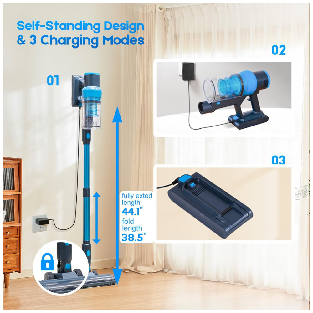 ECTQ6Z8KNLJF0B_5-1.jpg - Aspirador de Pó Sem Fio PRAVOLE 250W 38kPa 65Min 8 em 1 para Casa Recarregável para pelos de Animais e Pisos Difíceis, 1,2L de Capacidade,