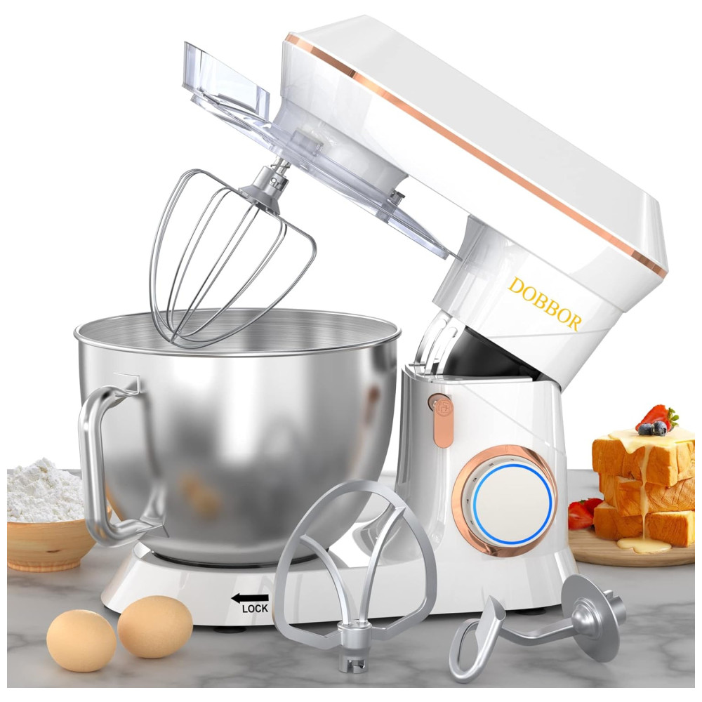 ECTQ6ZF81HC90B_0-1.jpg - Batedeira 9L com 7 Velocidades Gancho de Massa 2 Batedor e Proteção Contra Respingos 110V 660W DOBBOR Branca