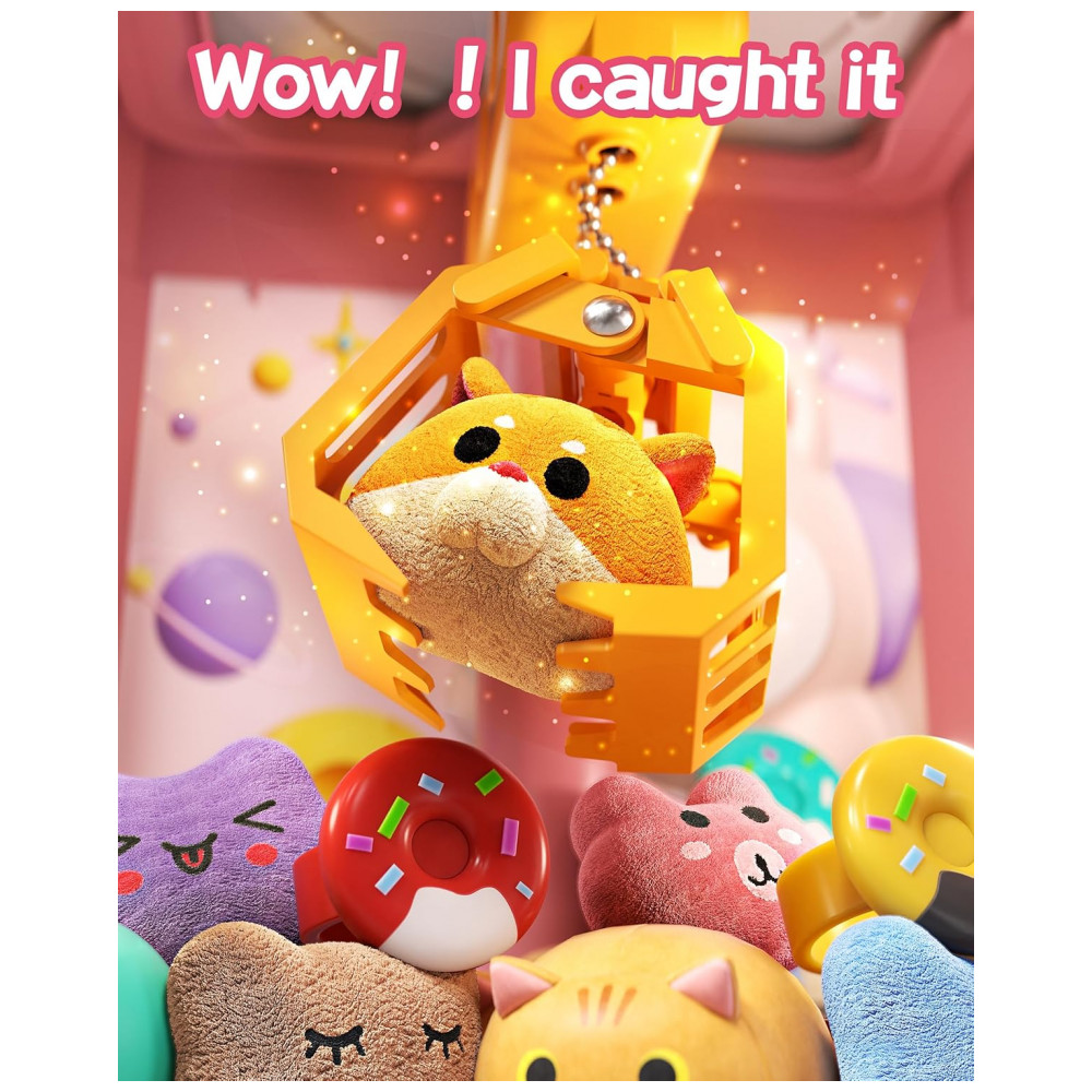 ECTQ74GRHV6D0B_5-1.jpg - Máquina de Garra Mini Arcade Jovow Doggy Pink para Crianças com Brinquedos Música e Dispensador de Prêmios