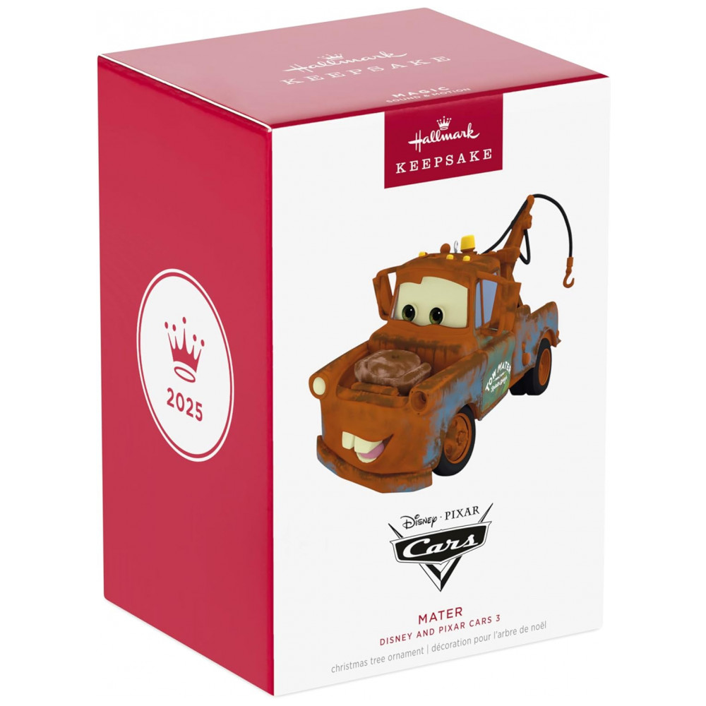 ECTQ7BJBRLSD0B_6-1.jpg - Enfeite de Natal Hallmark Keepsake 2025 Disney/Pixar Cars Mater com Som e Movimento, Plástico, 7x8x13,3 cm, Com Caixa