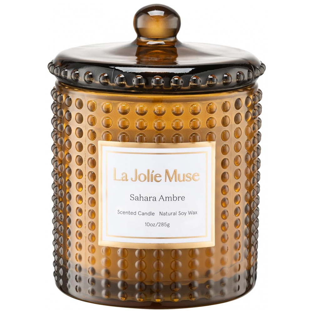 Vela LA JOLIE MUSE Fall Candle Sahara Amber - 10 oz de Cera de Soja Natural - Fragrância de Outono - Limpeza e Conforto para Noites Aconchegantes - De