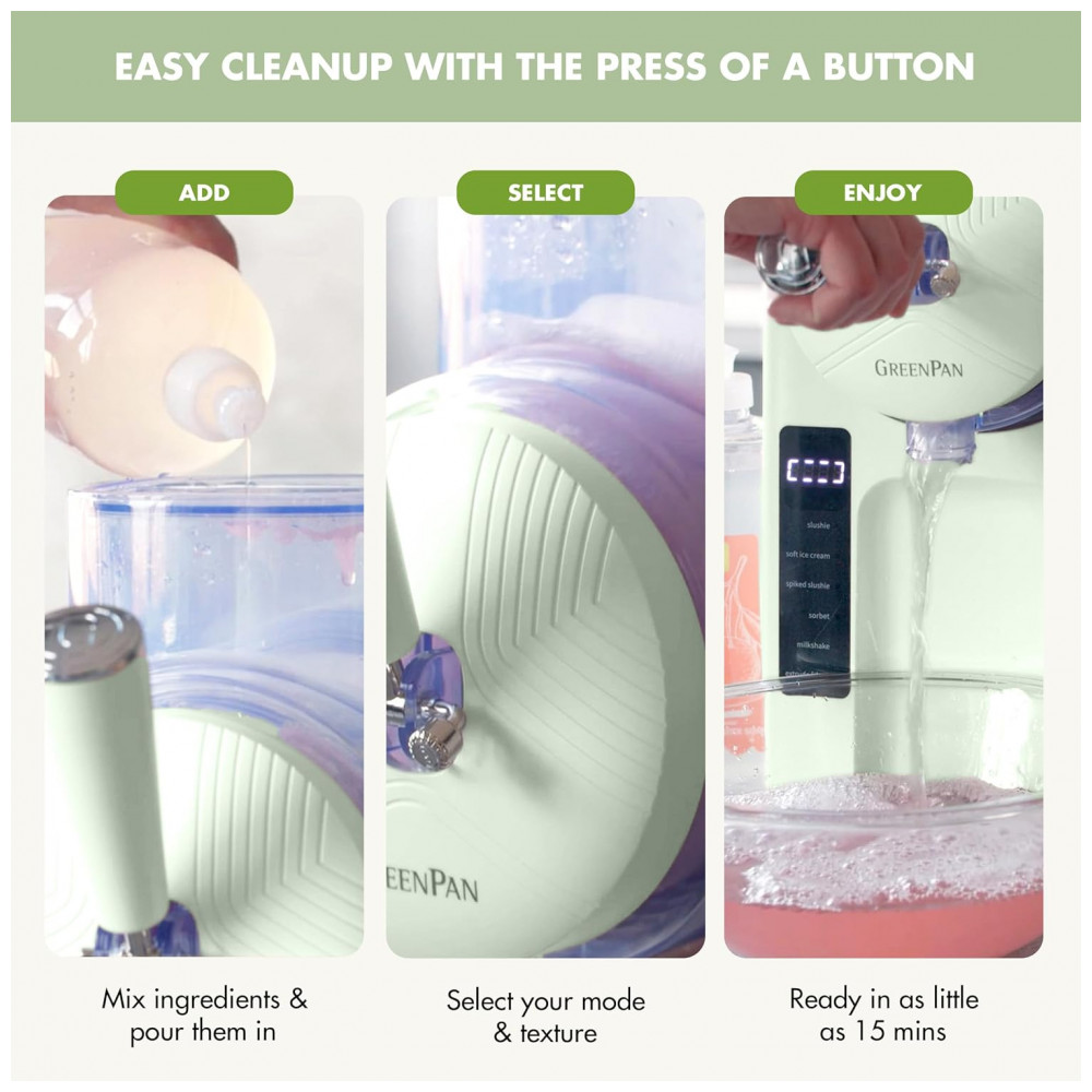 Máquina de Sorvete e Bebidas Geladas GreenPan Frost, Soft Serve, Frozen, Sorbet, Milkshakes, Coquetéis, Sem a Necessidade de Congelador, 7 Texturas, - Imagem 10