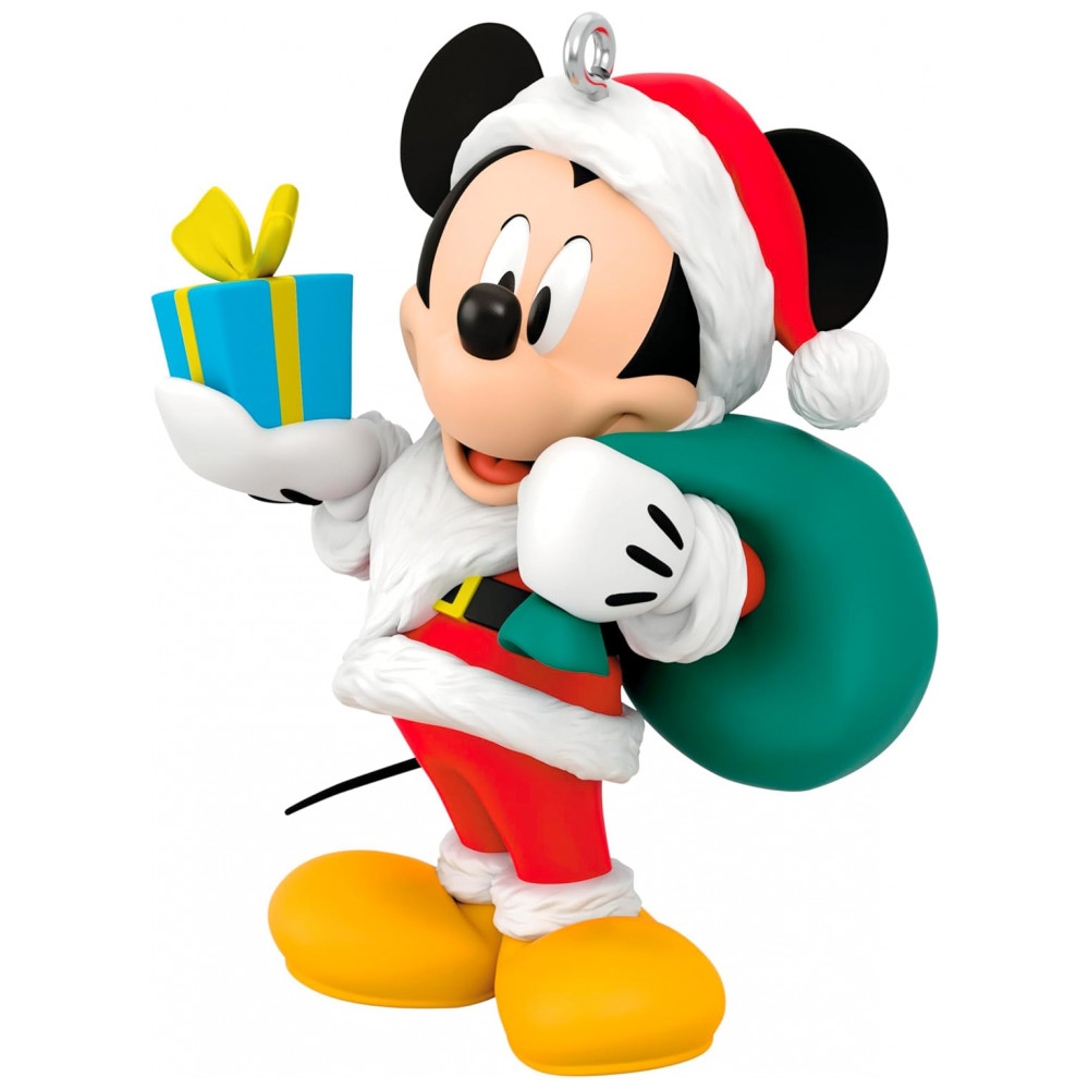ECTQ7VCGH9XC0B_0-1.jpg - Enfeite de Natal Hallmark Keepsake Disney All About Mickey! Papai Noel Mickey, Plástico 3,2x4,8x3,2 cm