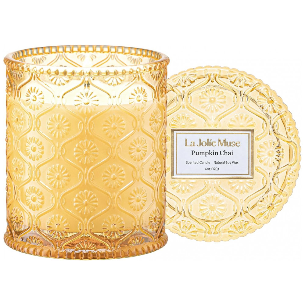 Velas de Outono LA Jolie Muse, Vela Perfumada de Abóbora Chai, Vela de Soja Natural, Presente de Vela de Outono, Velas de Luxo para Presentear Mulhere