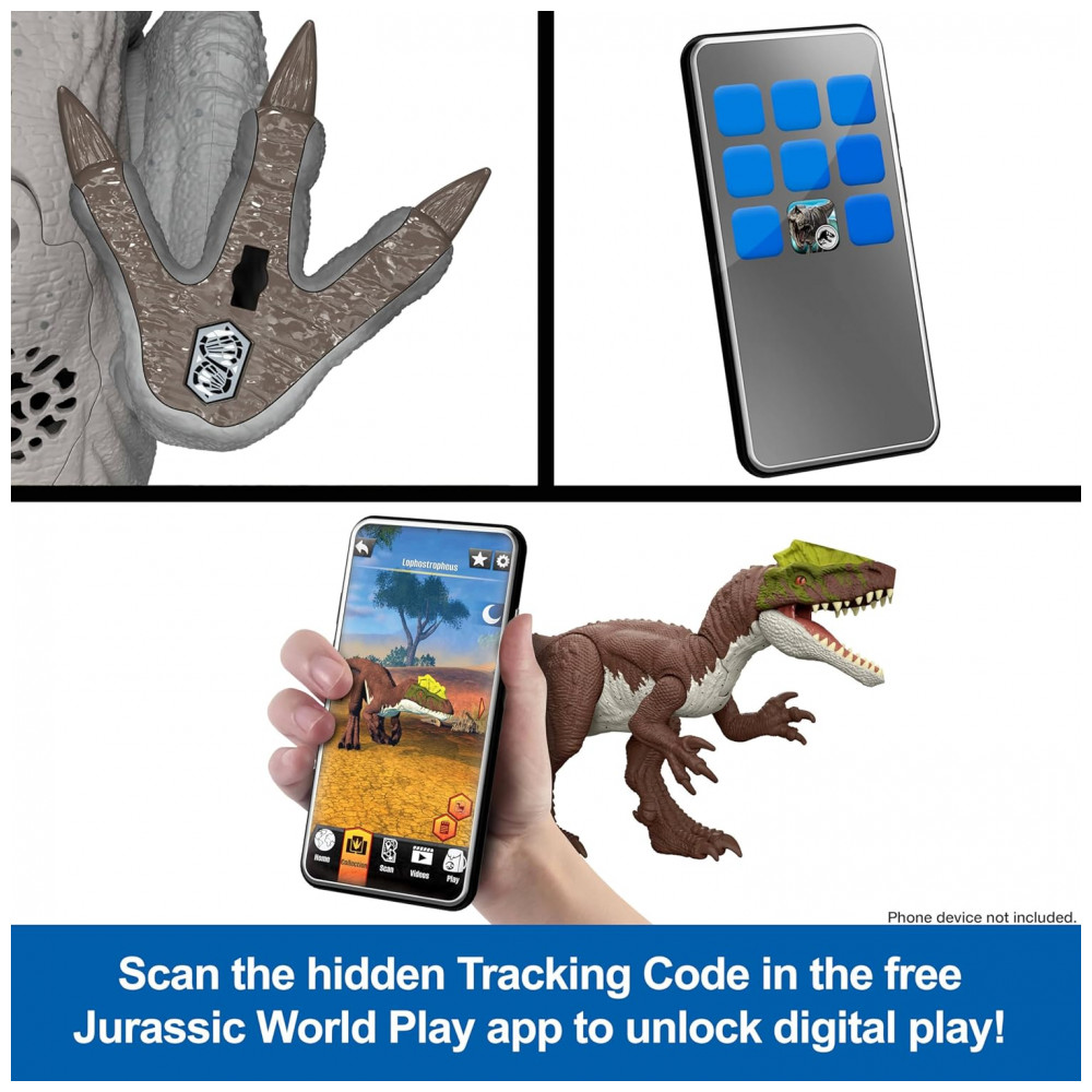 ECTQ81FBYFND0B_5-2.jpg - Mattel Jurassic World Rebirth Distortus Rex Rumble N Rampage Dinosaur Action Figure 55,88 Centímetros com 2 Ações de Ataque, Conteúdo Preciso,