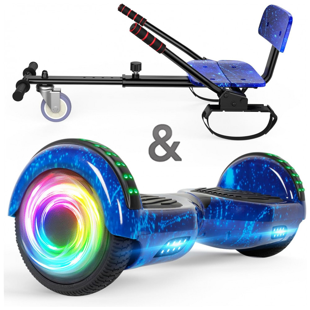 ECTQ8528CYLB0B_0-1.jpg - SISIGAD Assento de Scooter para Go Kart 6,5 Polegadas com Bluetooth e Luzes LED - Azul